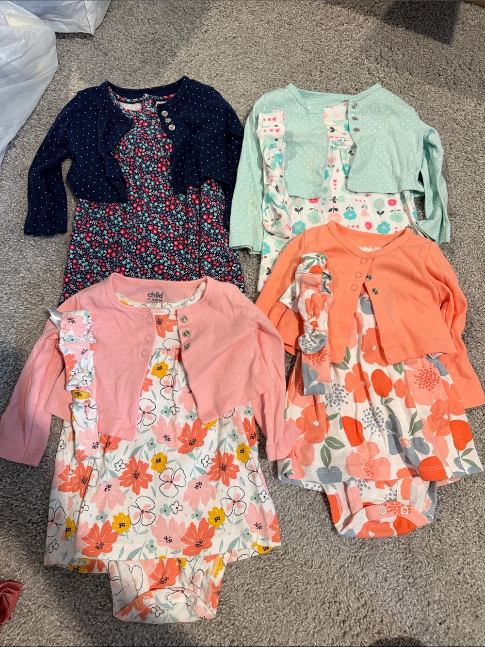 Child of Mine Girls' Onesie Dress & Cardigan Set